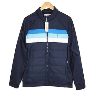 Original Penguin Mixed Media 70's Jacket Insulate Quilted Water Resist Navy Sz M